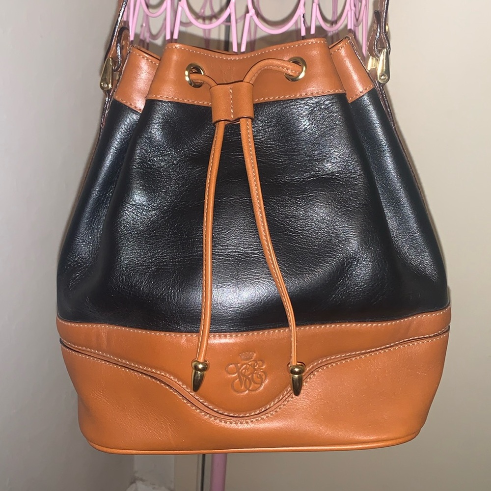 Italian Venice Simplon Orient Express Leather Bucket Bag/dustbag Black & Brown